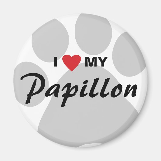 Ik hou (hart) van mijn papillon-papierprint magneet (Voorkant)