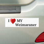 Ik hou (Hart) van mijn Weimaraner hond Bumpersticker (Op auto)