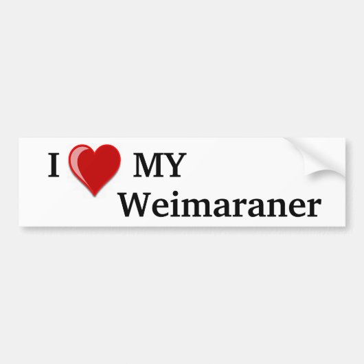 Ik hou (Hart) van mijn Weimaraner hond Bumpersticker (Voorkant)
