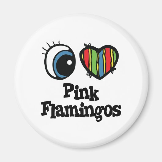Ik hou (Hart) van Roze Flamingo's Magneet (Voorkant)
