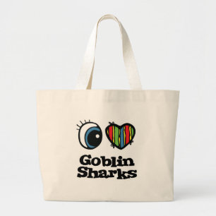 Ik hou (Hartje) van Goblinhaaien Grote Tote Bag