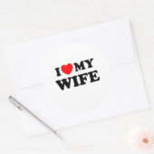 Ik hou (hartje) van mijn vrouw ronde sticker (Envelop)