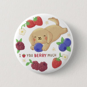 Ik hou heel veel van je met bessen: Cute hond met Ronde Button 5,7 Cm
