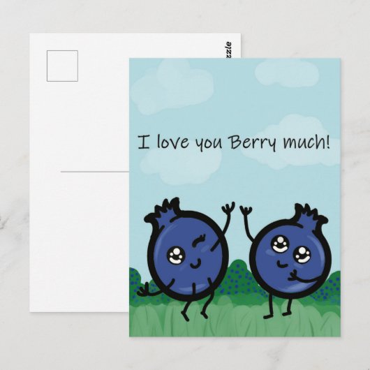 Ik hou heel veel van je pun briefkaart bessen (Voorkant / Achterkant)