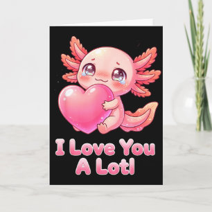 Ik hou heel veel van je Roze Axolotl Hart Chibi Me Kaart