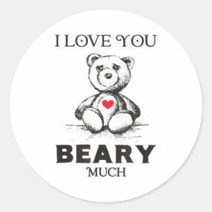 Ik hou heel veel van jou Beary Much Beerliefhebber Ronde Sticker