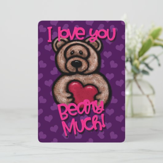 Ik hou heel veel van jou Beary Much Valentijn  Feestdagenkaart (Staand voorkant)