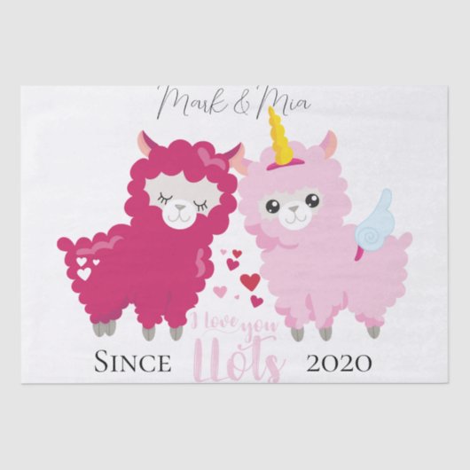 Ik hou heel veel van jou Lama Persoonlijk Geschenk Tissuepapier (Voorkant)