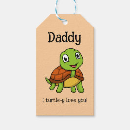 Ik hou helemaal van jou papa! Mooie Turtle Vaderda Cadeaulabel