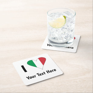 Ik hou (Italiaanse vlag hart) van je tekst Kartonnen Onderzetters