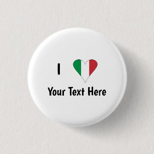 Ik hou (Italiaanse vlag hart) van je tekst Ronde Button 3,2 Cm