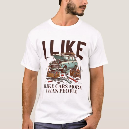 Ik hou meer van auto's dan van mensen t-shirt (Voorkant)