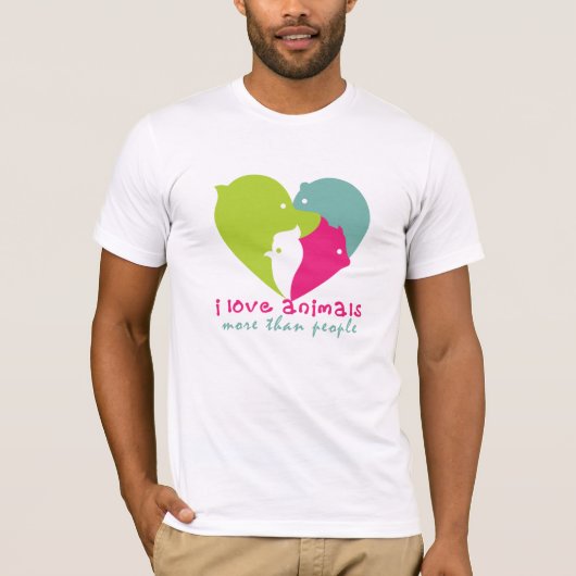 Ik hou meer van dieren dan van mensen t-shirt (Voorkant)