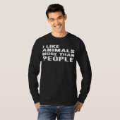 Ik hou meer van dieren dan van mensen t-shirt (Voorkant volledig)