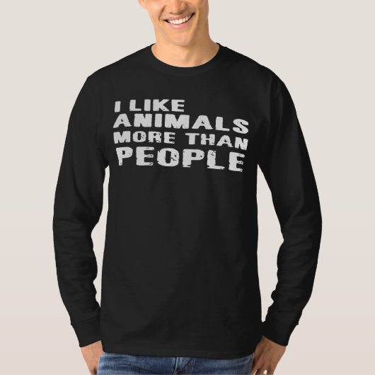 Ik hou meer van dieren dan van mensen t-shirt (Voorkant)