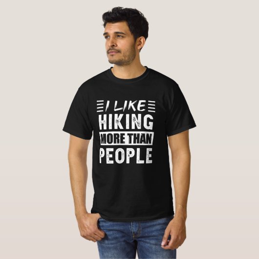Ik hou meer van Hiking dan van Mensen Funny T-shirt (Voorkant volledig)