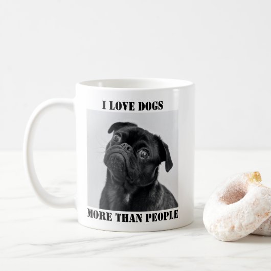 Ik hou meer van honden dan mensen grappig T-shirt Koffiemok (Met donut)