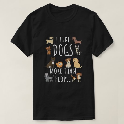 Ik hou meer van honden dan van mensen t-shirt (Design voorkant)