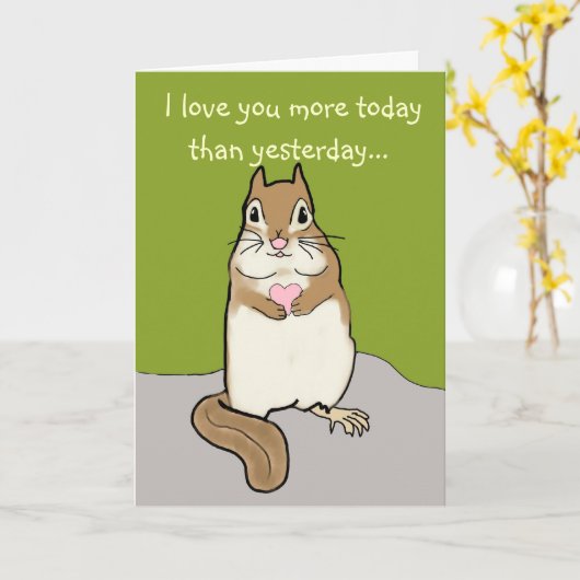 Ik hou meer van je... Chipmunk Kaart (Gele Bloem)