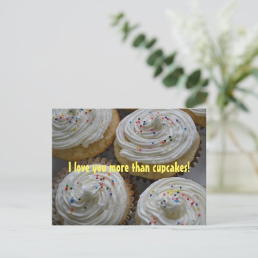 Ik hou meer van je dan... Cupcakes Briefkaart (Staand voorkant)