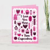 Ik hou meer van je dan cupcakes roze Valentijnsdag Bedankkaart (Voorkant)