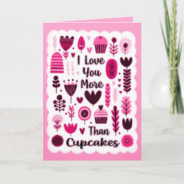 Ik hou meer van je dan cupcakes roze Valentijnsdag Bedankkaart