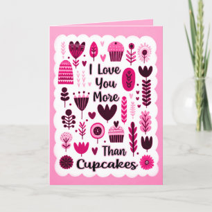 Ik hou meer van je dan cupcakes roze Valentijnsdag Bedankkaart