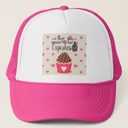 Ik hou meer van je dan Cupcakes Trucker Hat Trucker Pet (Voorkant)