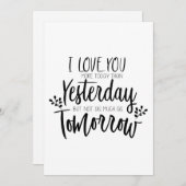 Ik hou meer van je dan gisteren Valentijnsdag Kaar Feestdagenkaart (Voorkant / Achterkant)