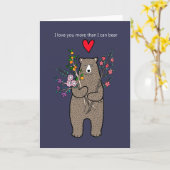 Ik hou meer van je dan ik kan beer schattige beer  kaart (Gele Bloem)