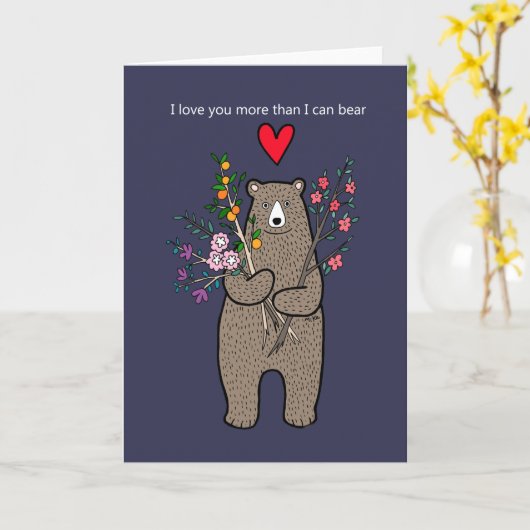 Ik hou meer van je dan ik kan beer schattige beer  kaart (Gele Bloem)