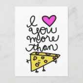 Ik hou meer van je dan kaas. briefkaart (Voorkant)