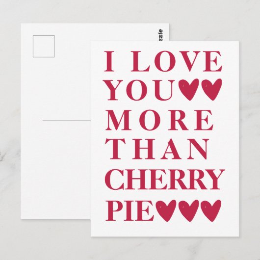 Ik hou meer van je dan kersentaart - schattig briefkaart (Voorkant / Achterkant)