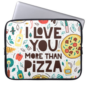 Ik hou meer van je dan pizza. Italiaanse voedselbr Laptop Sleeve
