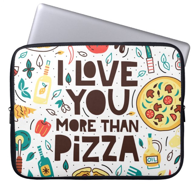Ik hou meer van je dan pizza. Italiaanse voedselbr Laptop Sleeve (Voorkant)