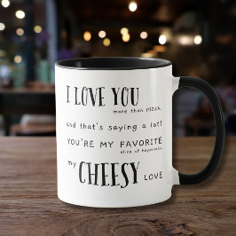 Ik hou meer van je dan pizza - Typografie Love Quo Mok