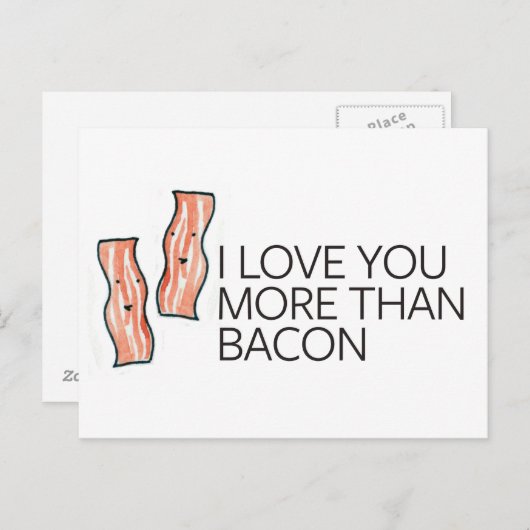 Ik hou meer van je dan van Bacon Briefkaart (Voorkant / Achterkant)