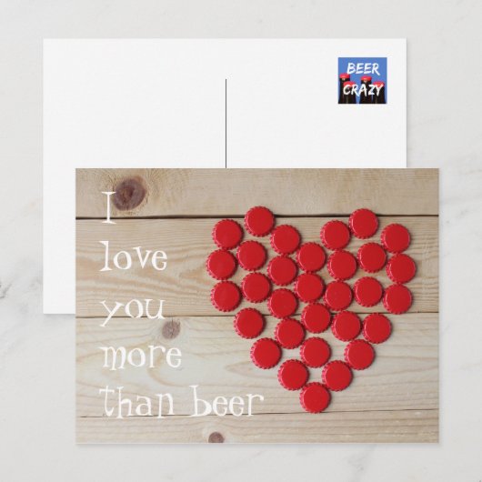 Ik hou meer van je dan van bier briefkaart (Voorkant / Achterkant)