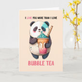 Ik hou meer van je dan van bubble tea, lieve panda kaart (Gele Bloem)