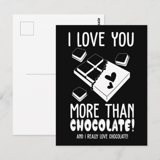 Ik hou meer van je dan van chocolade in het wit briefkaart (Voorkant / Achterkant)