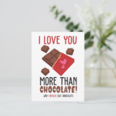 Ik hou meer van je dan van chocolade kleur grafisc briefkaart (Staand voorkant)