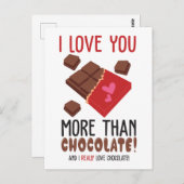 Ik hou meer van je dan van chocolade kleur grafisc briefkaart (Voorkant / Achterkant)