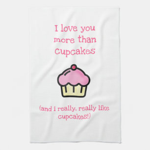 Ik hou meer van je dan van cupcakes. Fun Theedoek