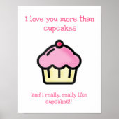 Ik hou meer van je dan van cupcakes. Fun-Valentijn Poster (Voorkant)