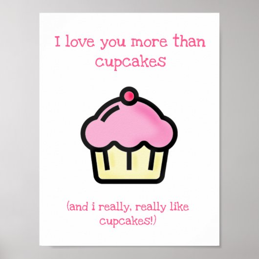Ik hou meer van je dan van cupcakes. Fun-Valentijn Poster (Voorkant)