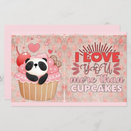 Ik hou meer van je dan van Cupcakes Panda Valentij (Voorkant / Achterkant)