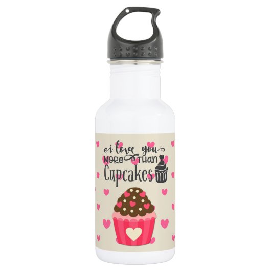 Ik hou meer van je dan van cupcakes waterfles (Voorkant)