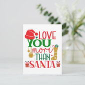Ik hou meer van je dan van de kerstman. feestdagenkaart (Staand voorkant)