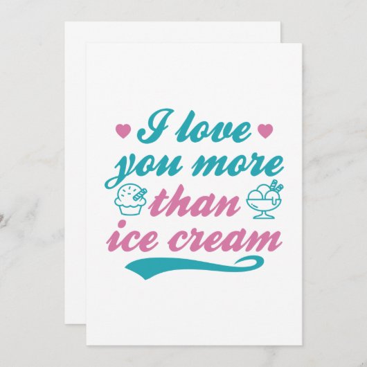 Ik hou meer van je dan van ijscrème bedankkaart (Voorkant / Achterkant)