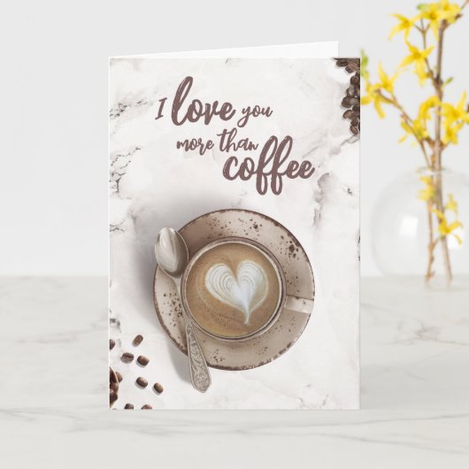 Ik hou meer van je dan van koffie | Latte Art Vale Kaart (Gele Bloem)